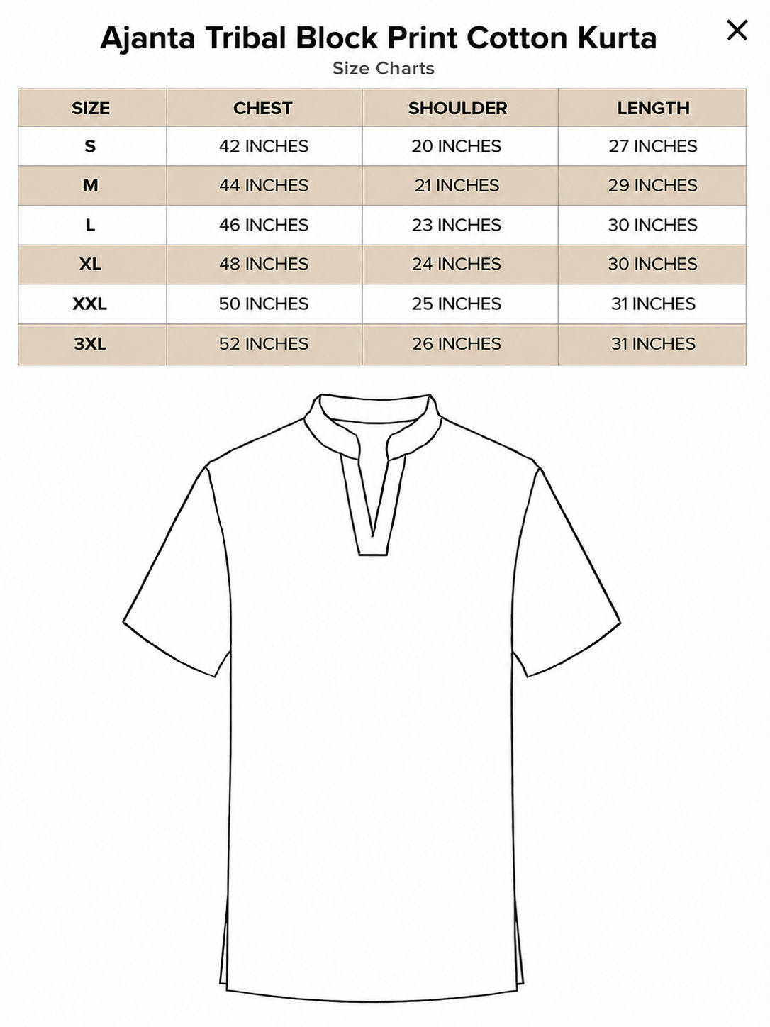 Ajanta Tribal Block Print Cotton Kurta